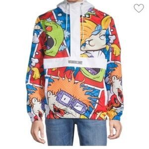 MEMBERS ONLY Graphic Hooded Windbreaker Pop Art Rugrat Design Size large 🔥